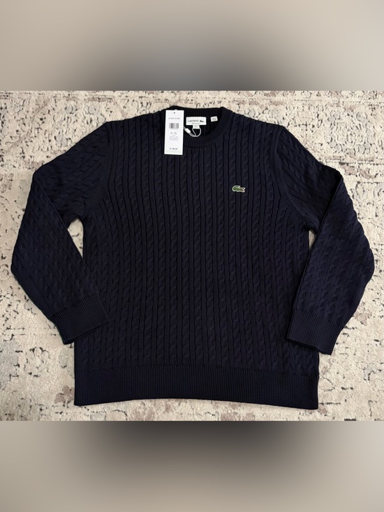 Lacoste Other - $140 Lacoste Classic Cable Knit Navy Cotton Sweater Men’s Size: XL